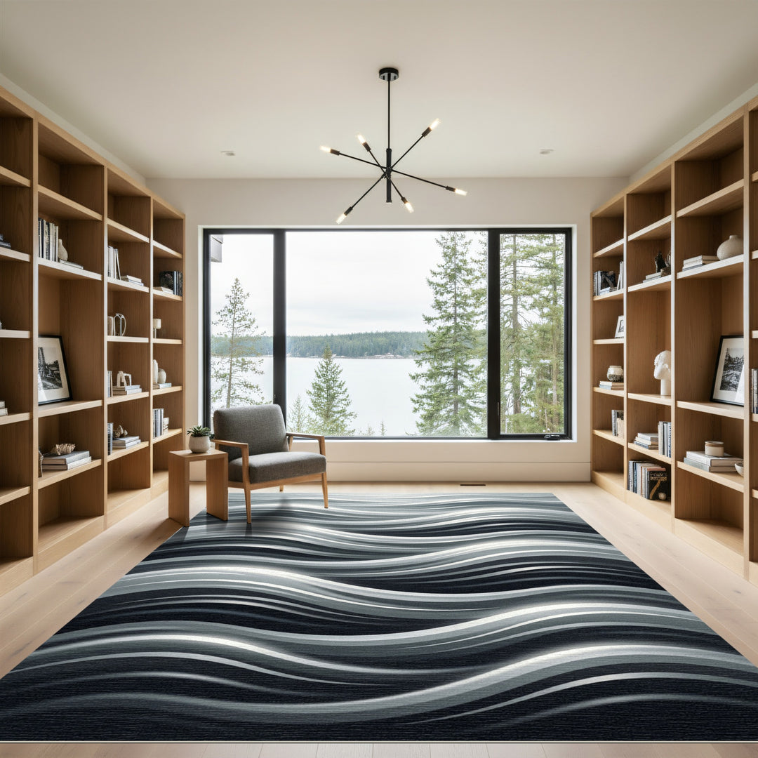 Sophisticated Gray Wave Rug