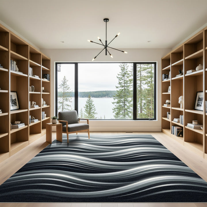 Sophisticated Gray Wave Rug