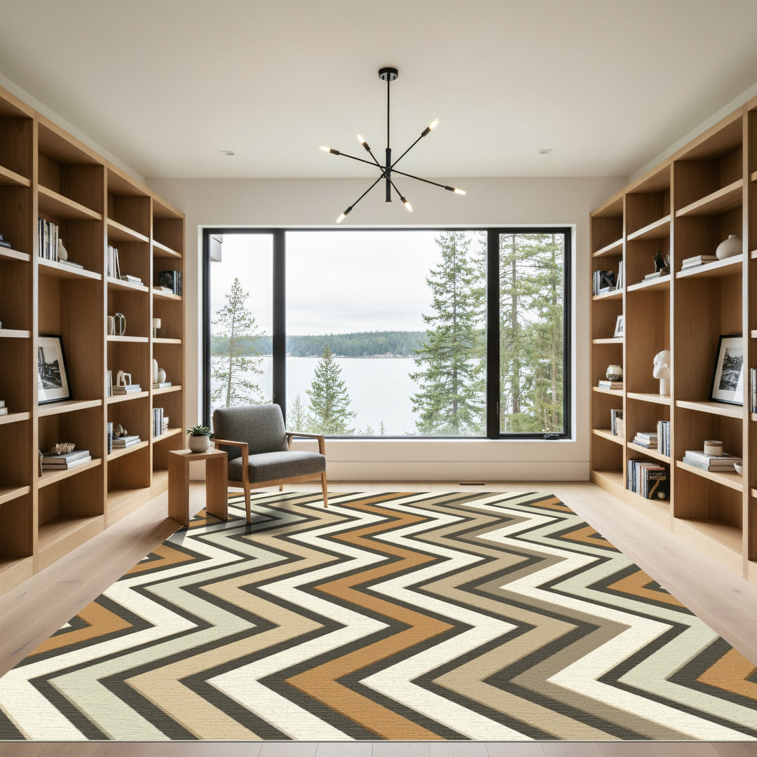 Geometric Zigzag Earth Tone Rug