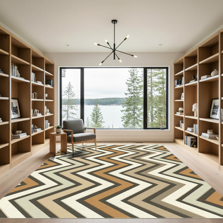 Geometric Zigzag Earth Tone Rug