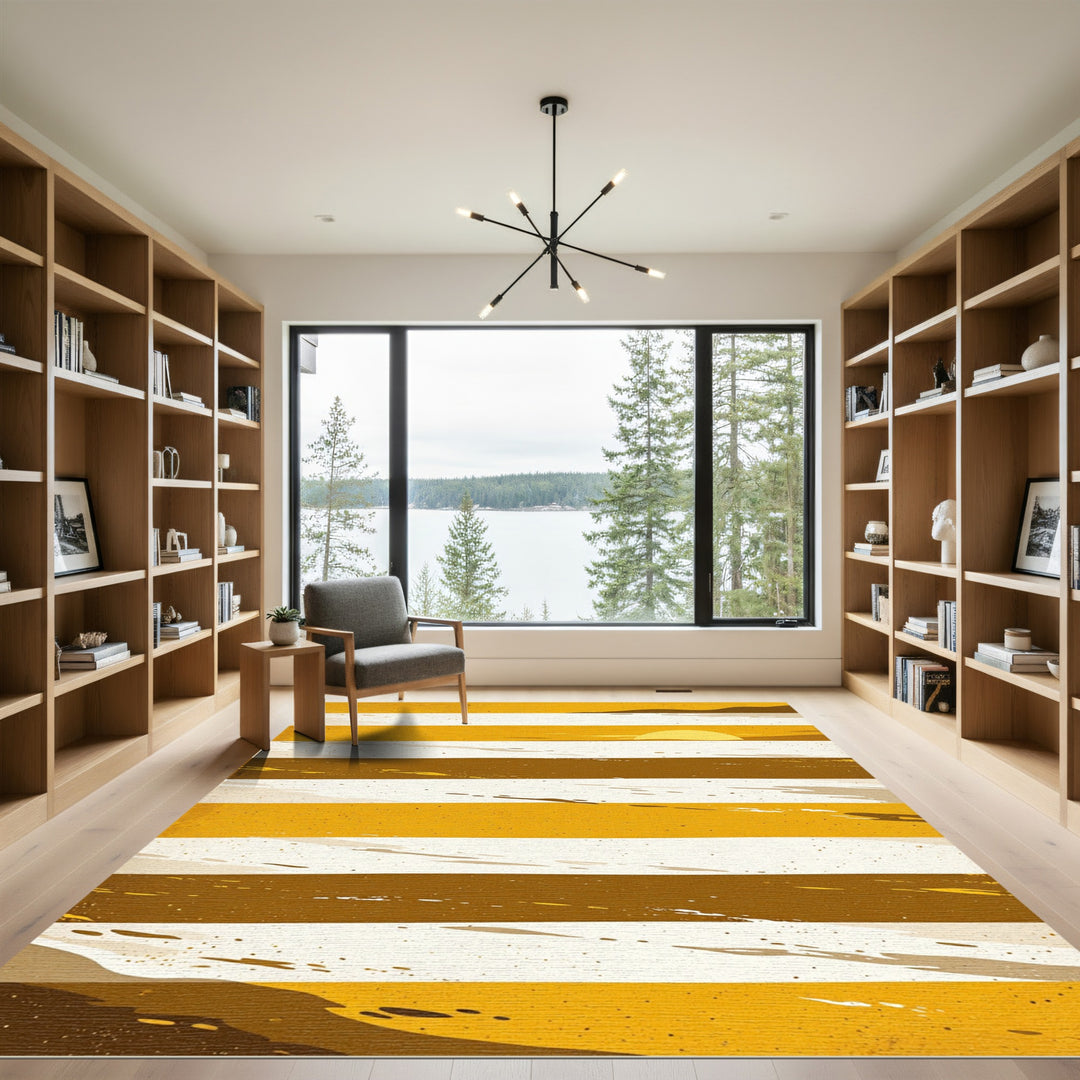 Golden Sun Set Horizontal Stripe Rug