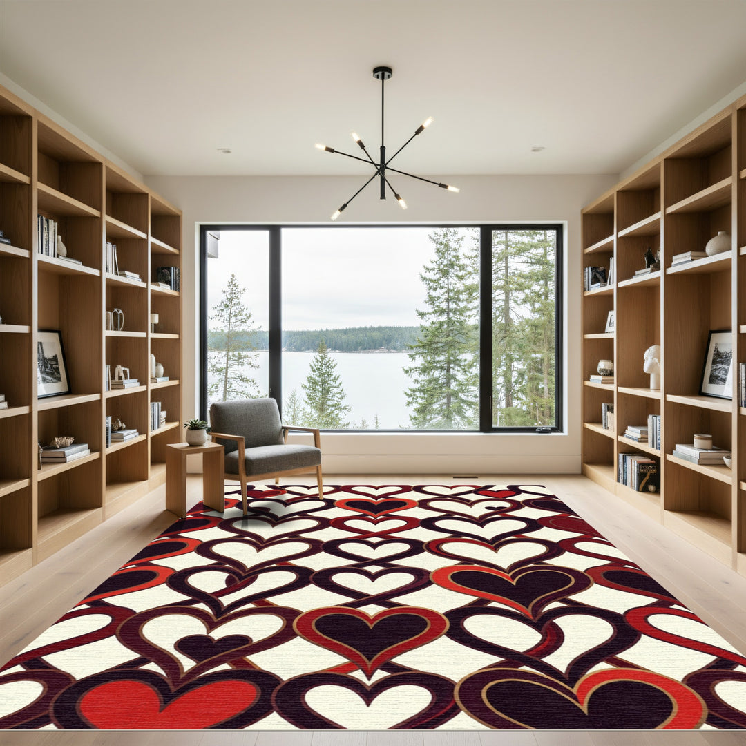 Heart Vines Romantic Retro Rug