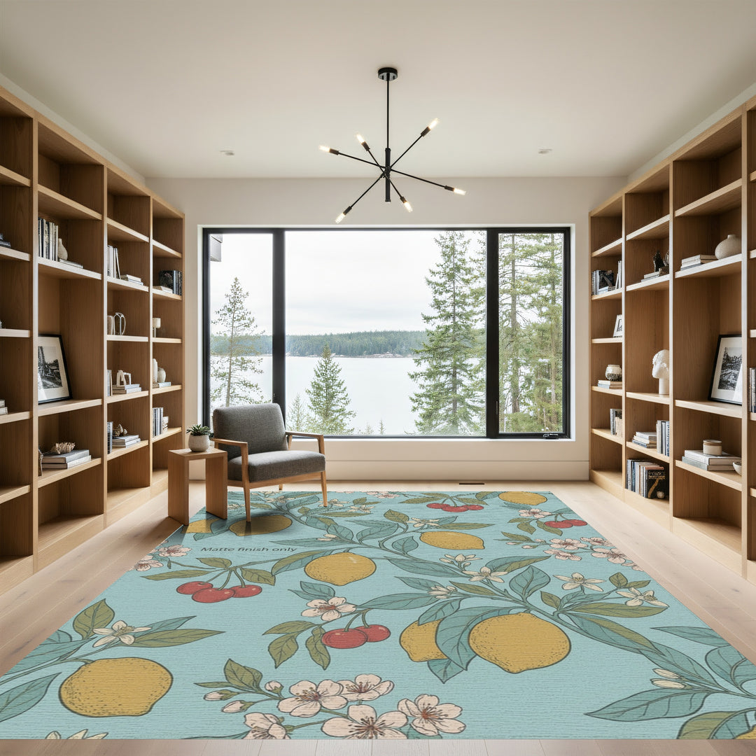 Vintage Yellow Lemon Cherry Blossom Rug