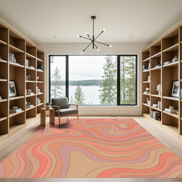 Retro Peach Swirls Rug