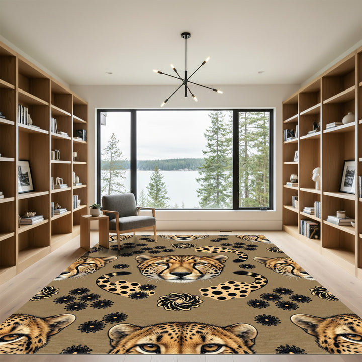 Cheetah Spot Swirl And Flower Rug