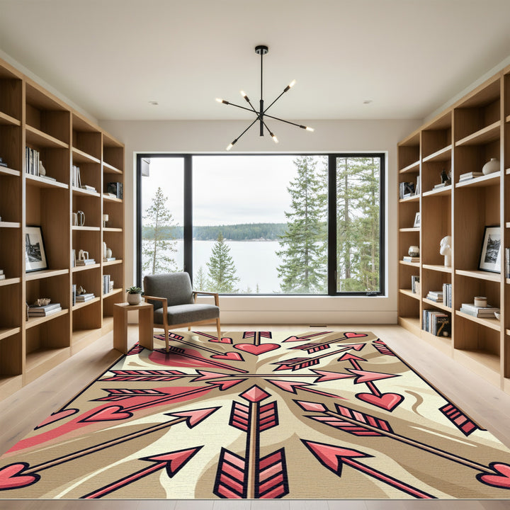 Pink Cupid Arrows Hearts Abstract Rug