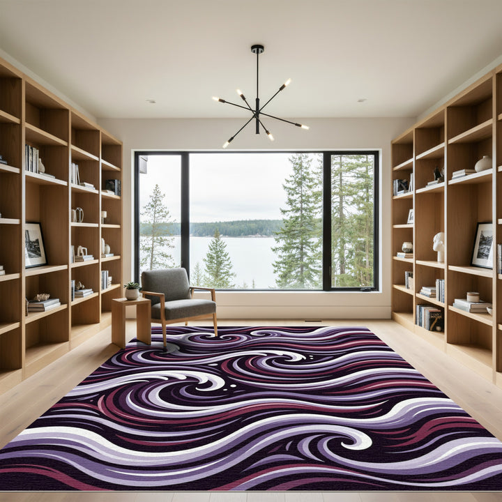 Fluid Amethyst Swirls Wave Rug