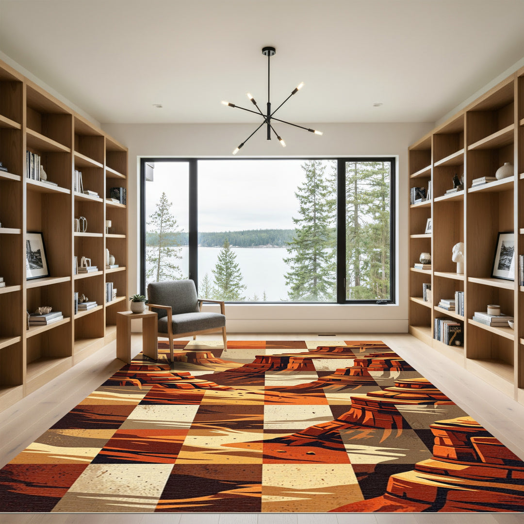 Geometric Canyon Landscape Rug