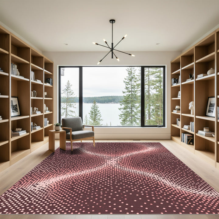 Distorted Pink Halftone Diamond Shape Rug