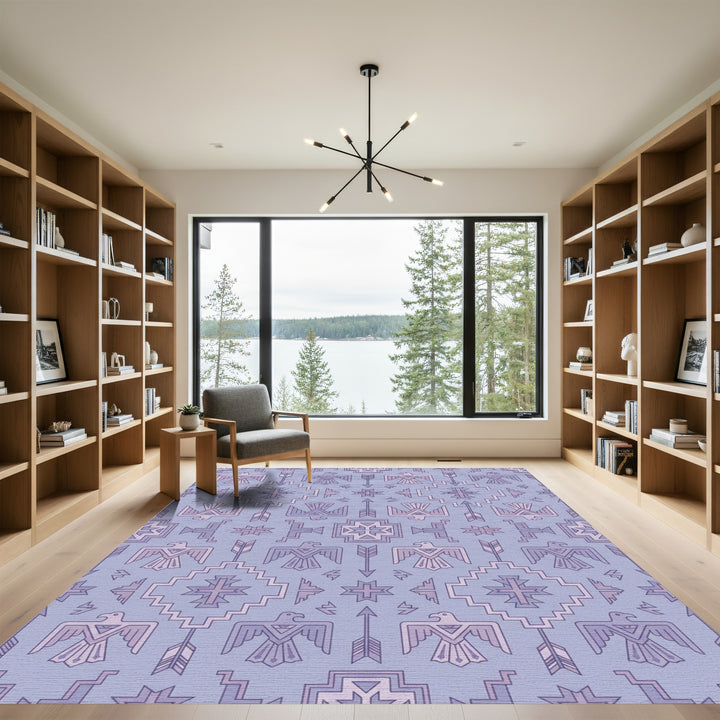 Lavender Thunderbird Geometric Arrow Motif Rug