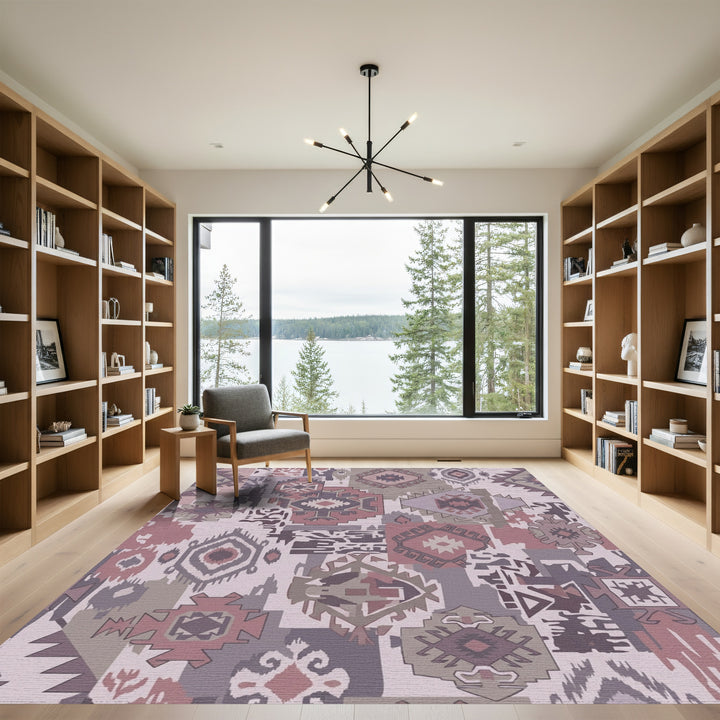 Tonal Geometric Patchwork Tribal Medallion Rug