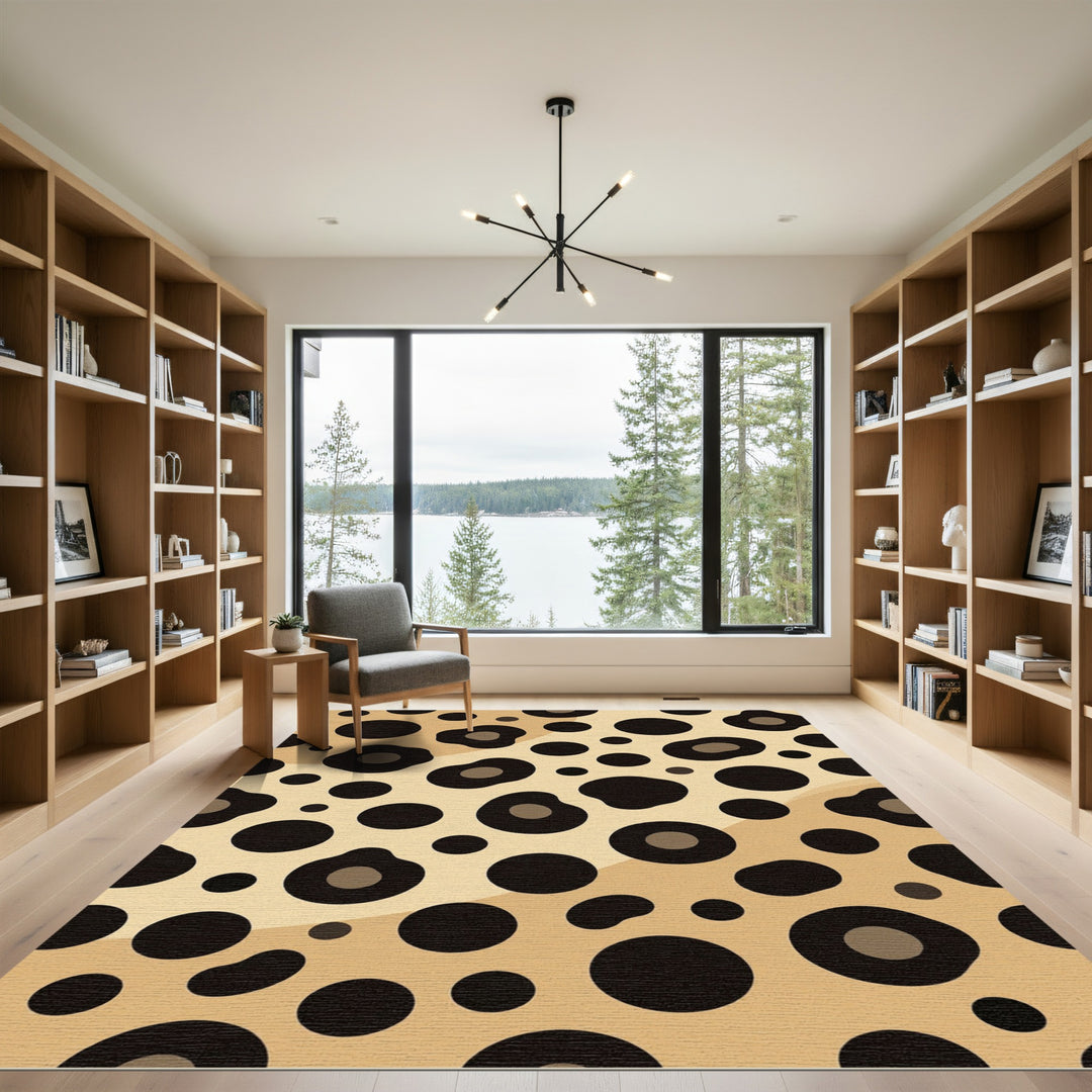 Cheetah Spot Gold Black Round Rug