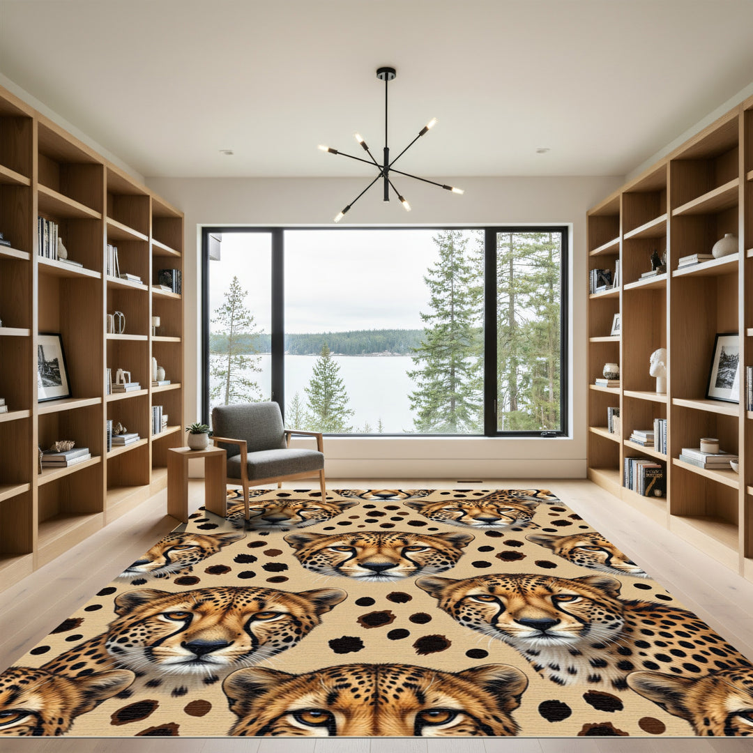 Golden Cheetah Spots Face Rug
