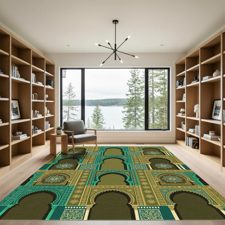Intricate Emerald Archway Medallion Rug