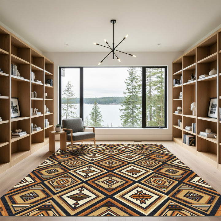 Geometric Earth Tone Diamond Rug