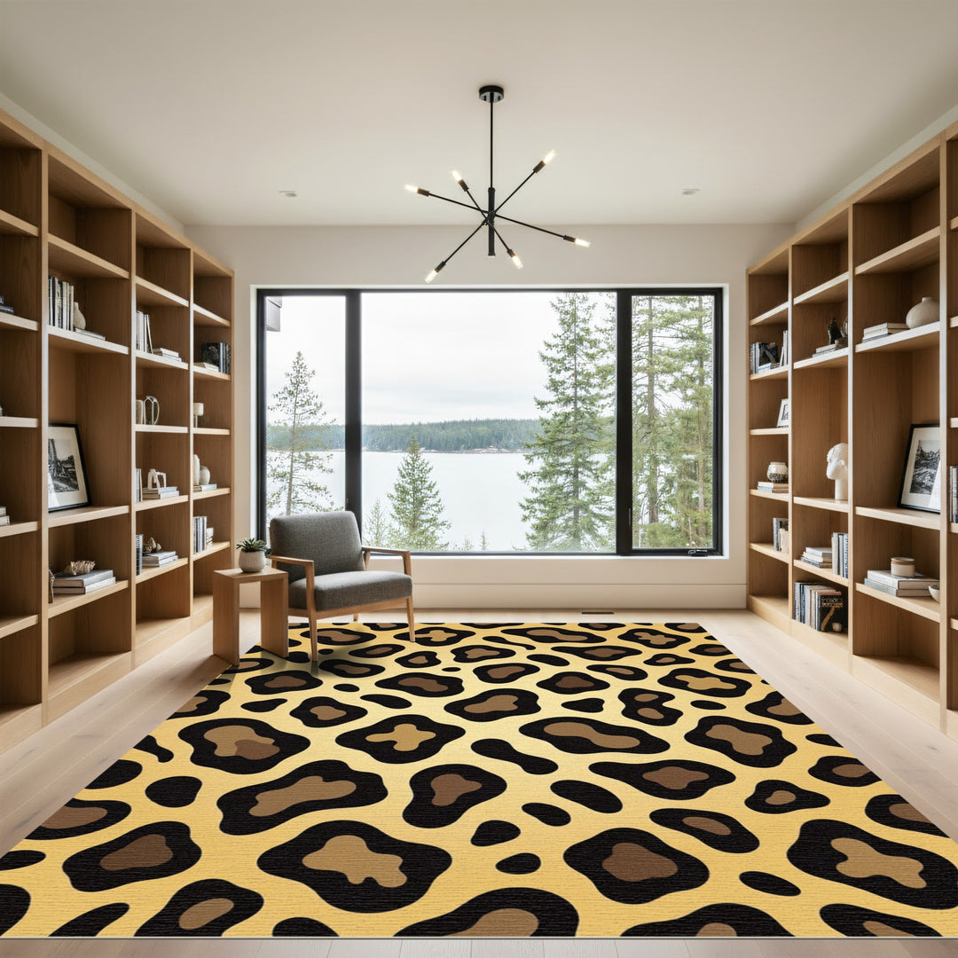 Luxurious Leopard Spots Gold Rug