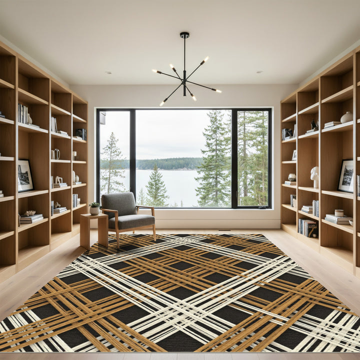 Tan Beige Diagonal Weave Rug