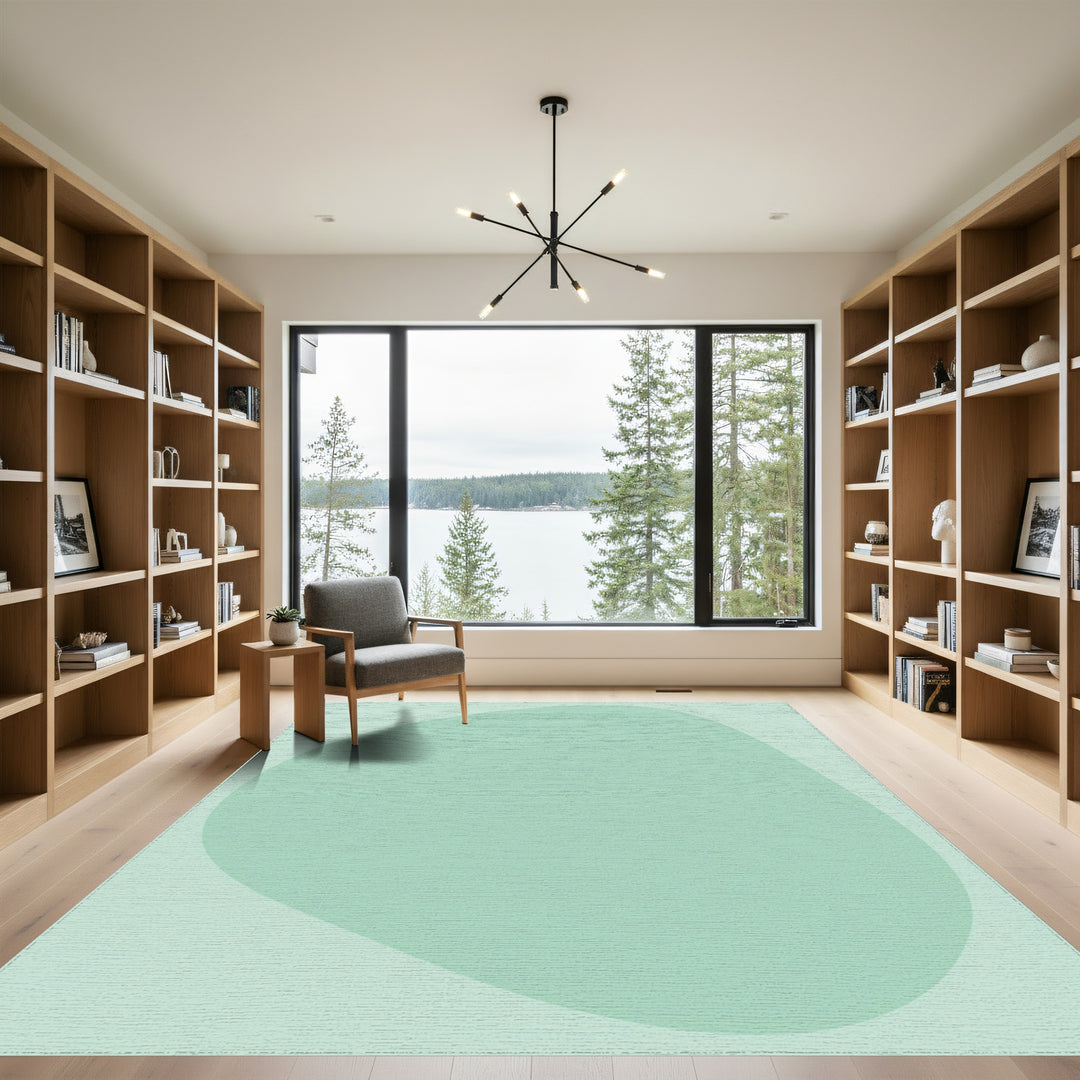 Soft Teal Organic Shape Rug