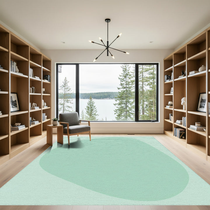 Soft Teal Organic Shape Rug