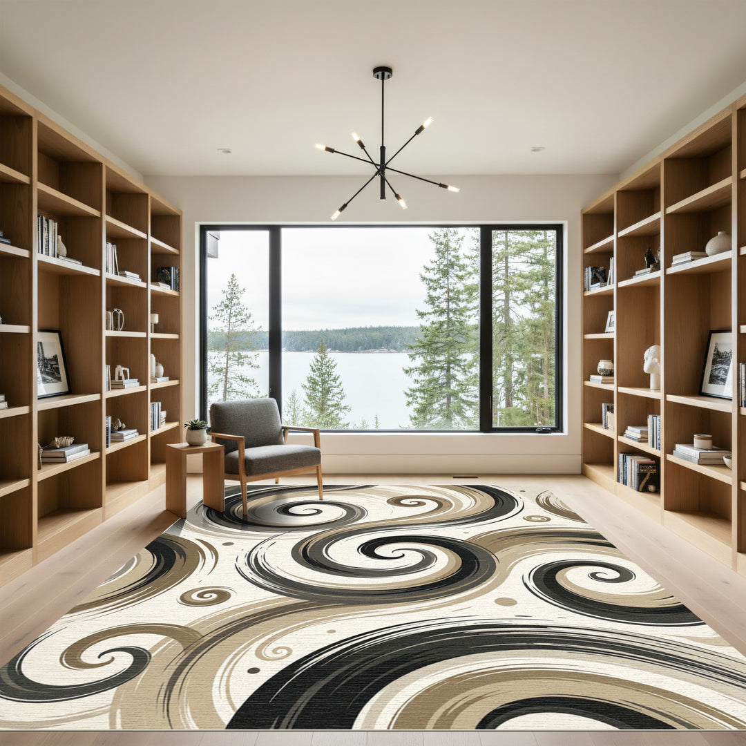 Abstract Swirl Brushstroke Rug