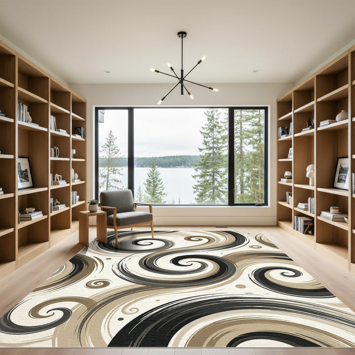 Abstract Swirl Brushstroke Rug
