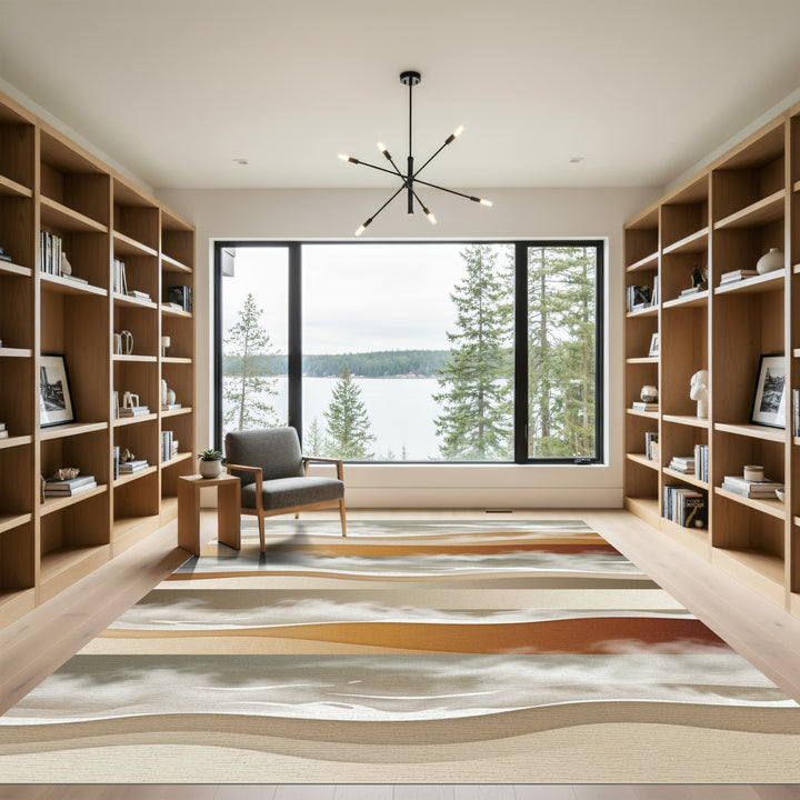Layered Earth Tones Abstract Landscape Rug