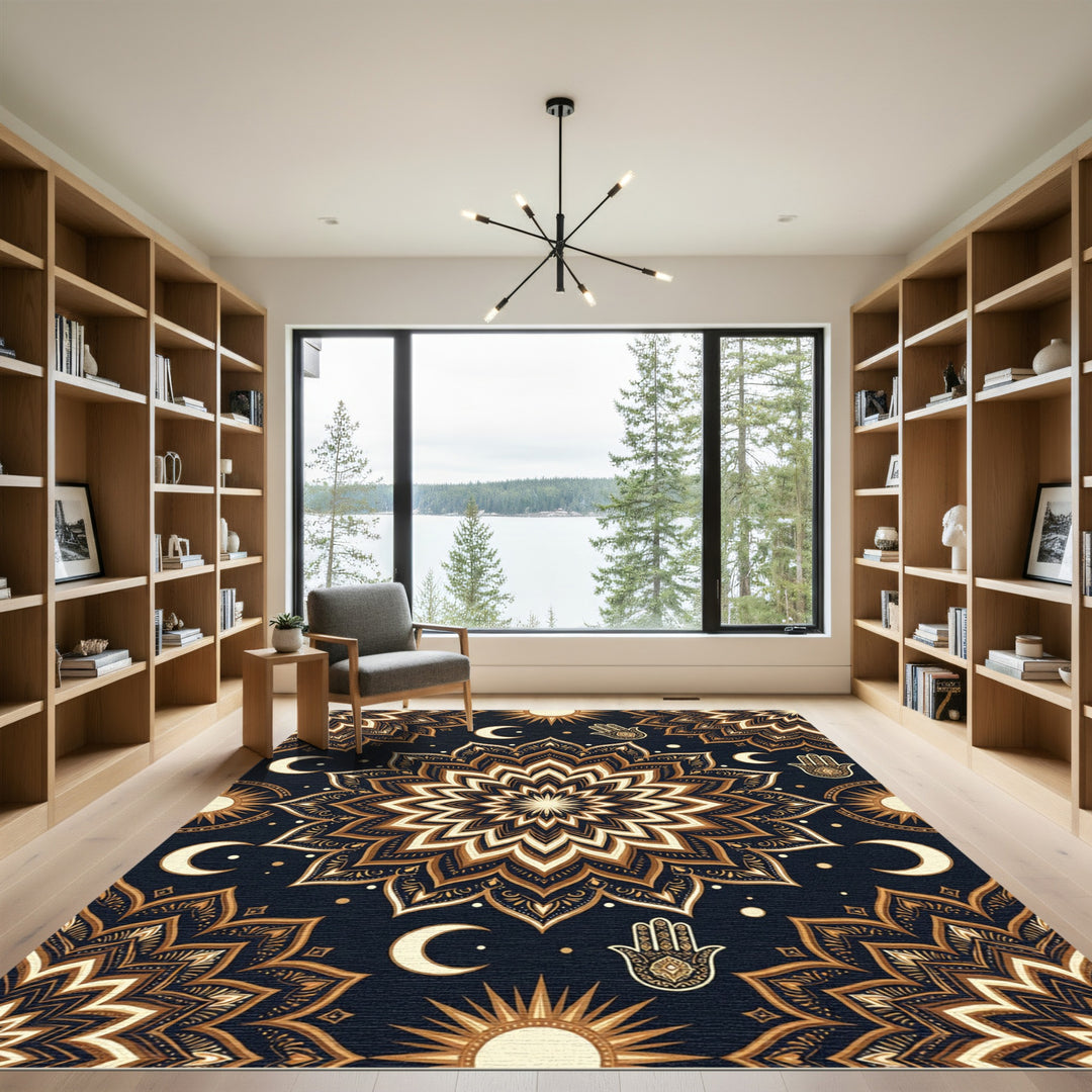 Celestial Sun Moon Mandala Rug