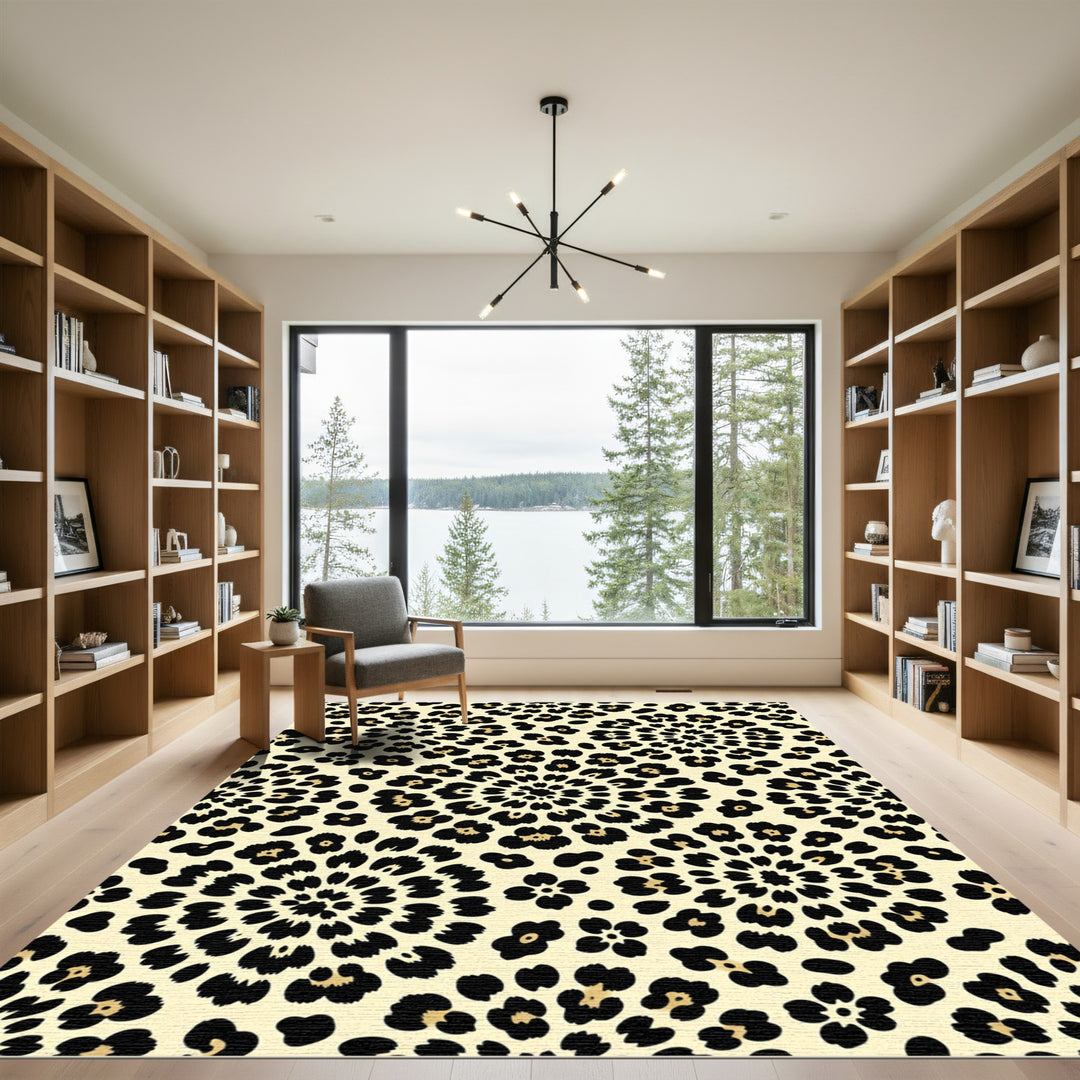 Cream Leopard Spotmedallion Rug