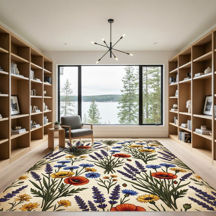 Floral Poppy Cornflower Lavender Meadow Rug