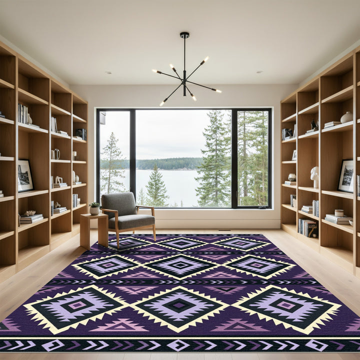 Purple Tribal Diamond Geometric Rug