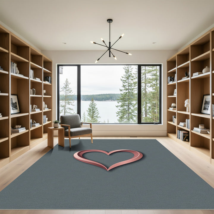 Rose Gold 3D Heart Abstract Rug