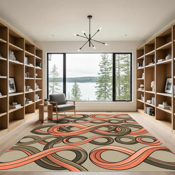 Infinite Loops Coral and Slate Rug
