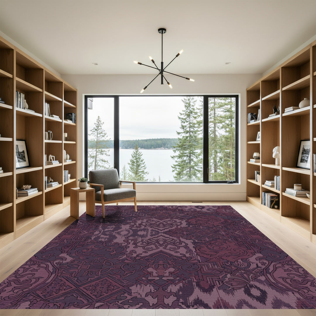 Deep Plum Patchwork Medallion Textile Rug