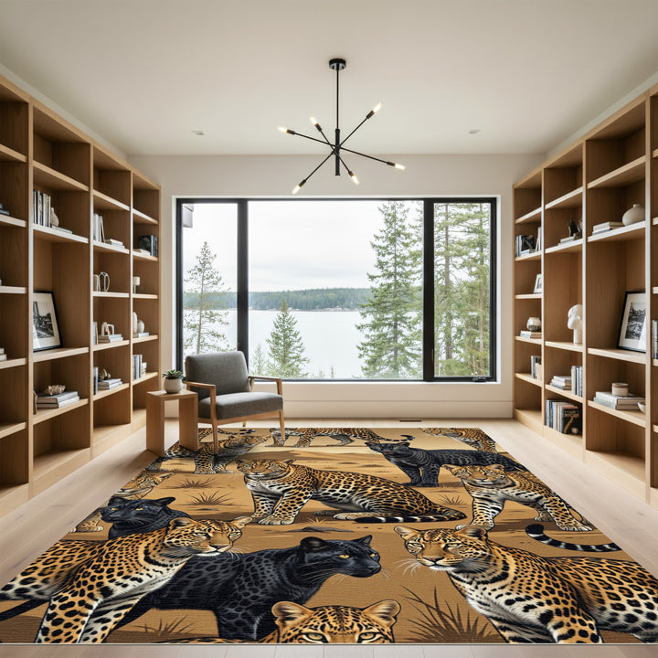 Leopard And Black Panther Desert Rug