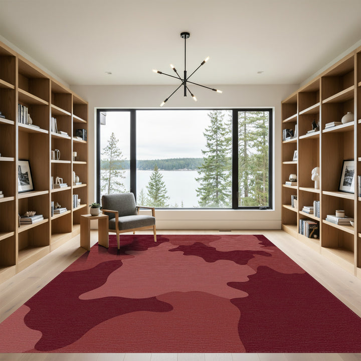 Crimson Abstract Camouflage Splash Rug