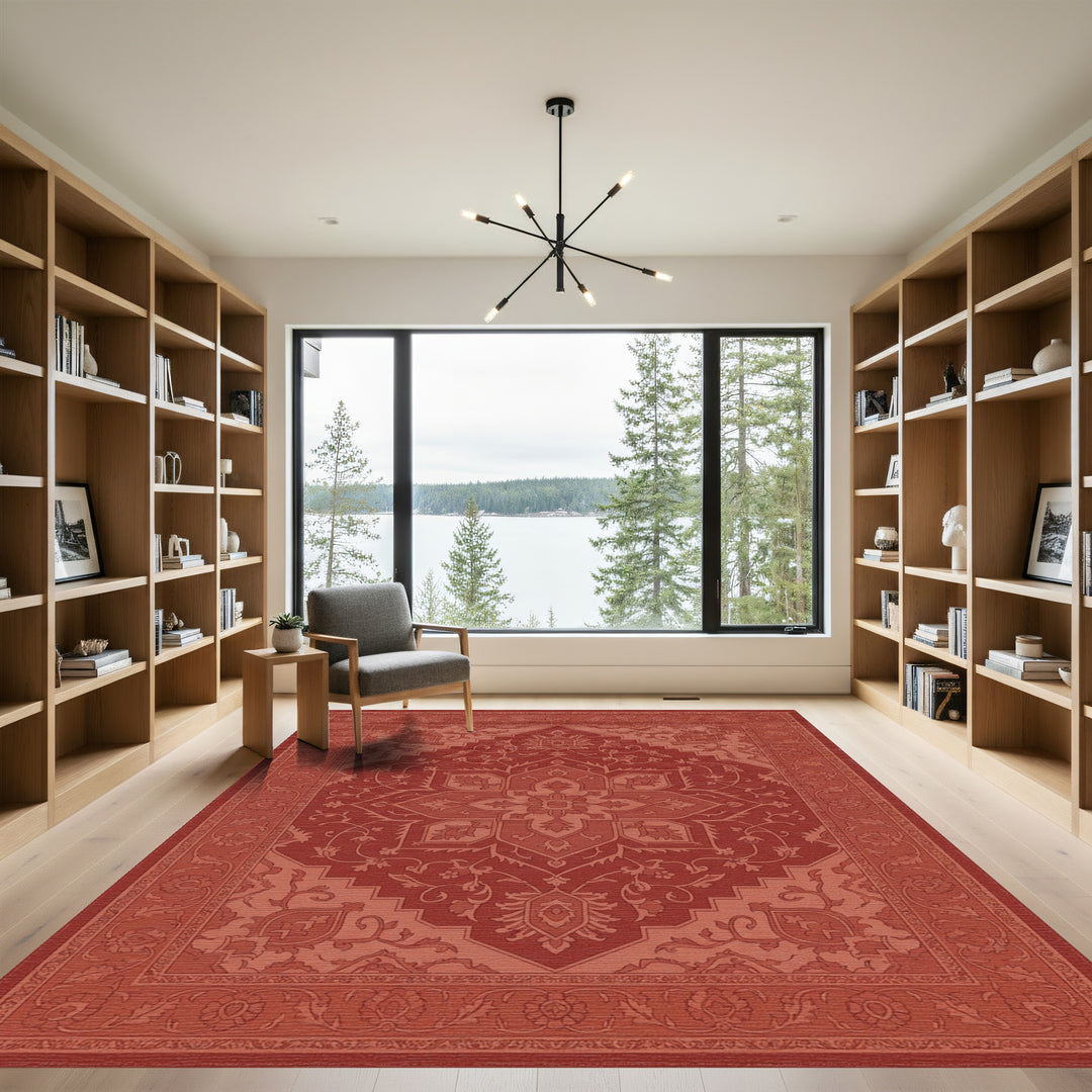 Terracotta Floral Medallion Repeating Ornament Rug