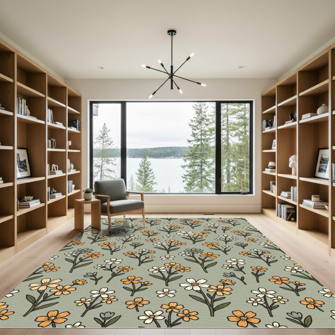 Retro Daisy Meadow Floral Rug