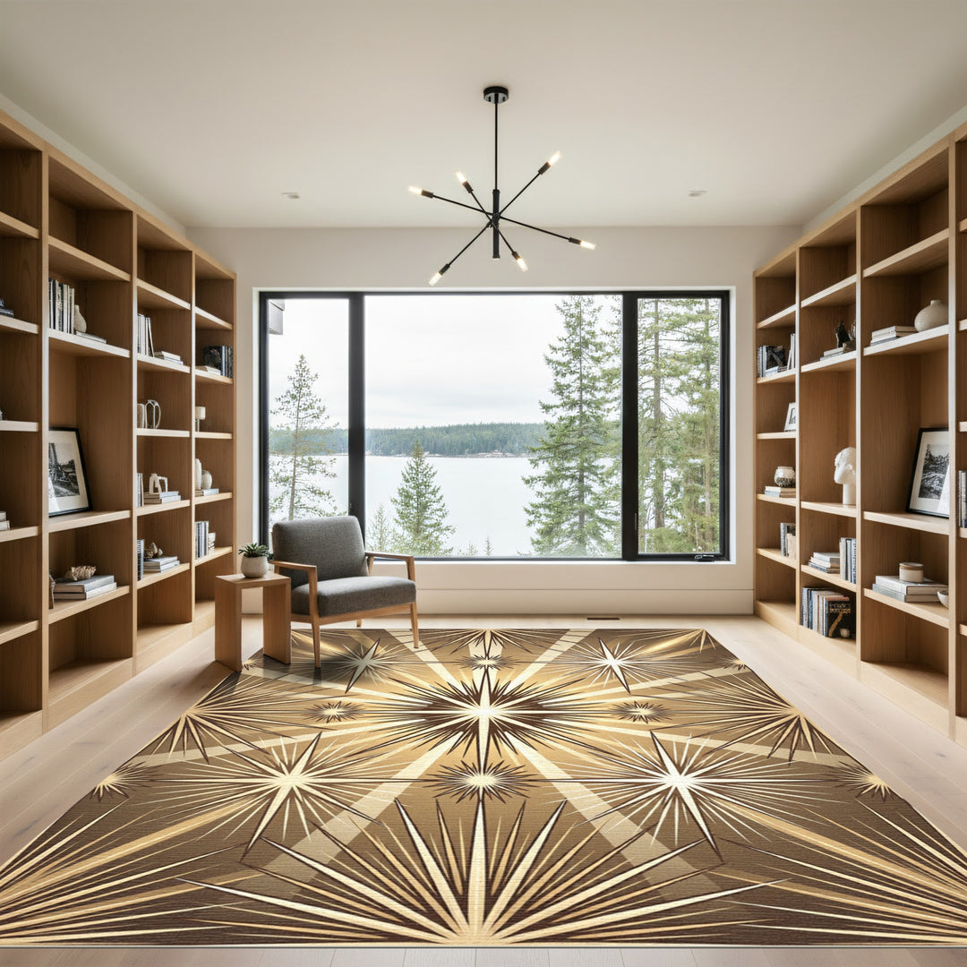 Golden Radiant Burst Star Rug