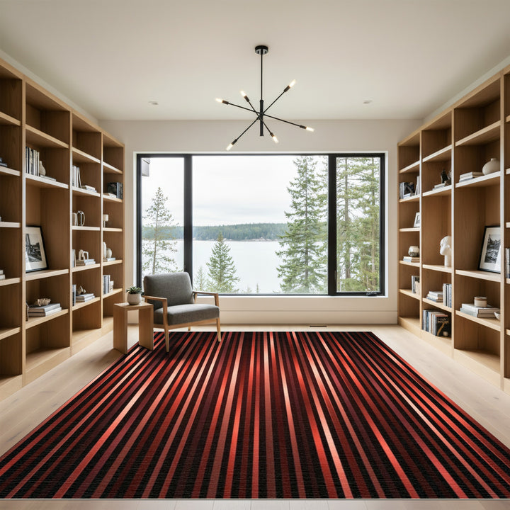 Crimson Vertical Stripe Glazed Rug