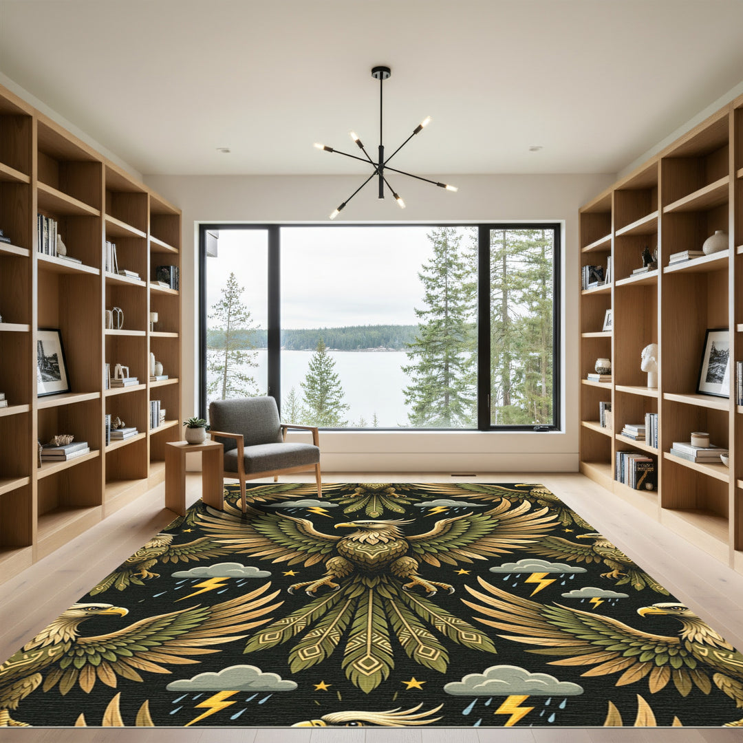 Majestic Golden Eagle Storm Cloud Rug