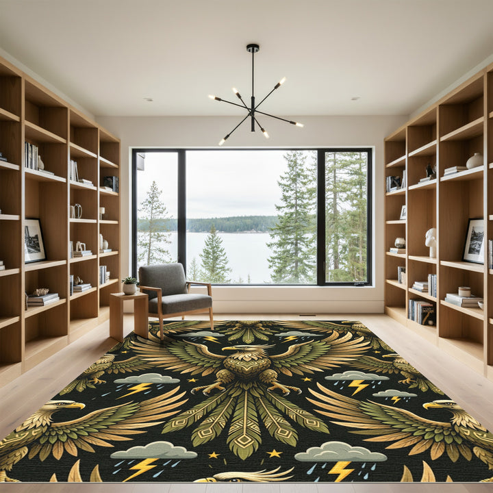 Majestic Golden Eagle Storm Cloud Rug