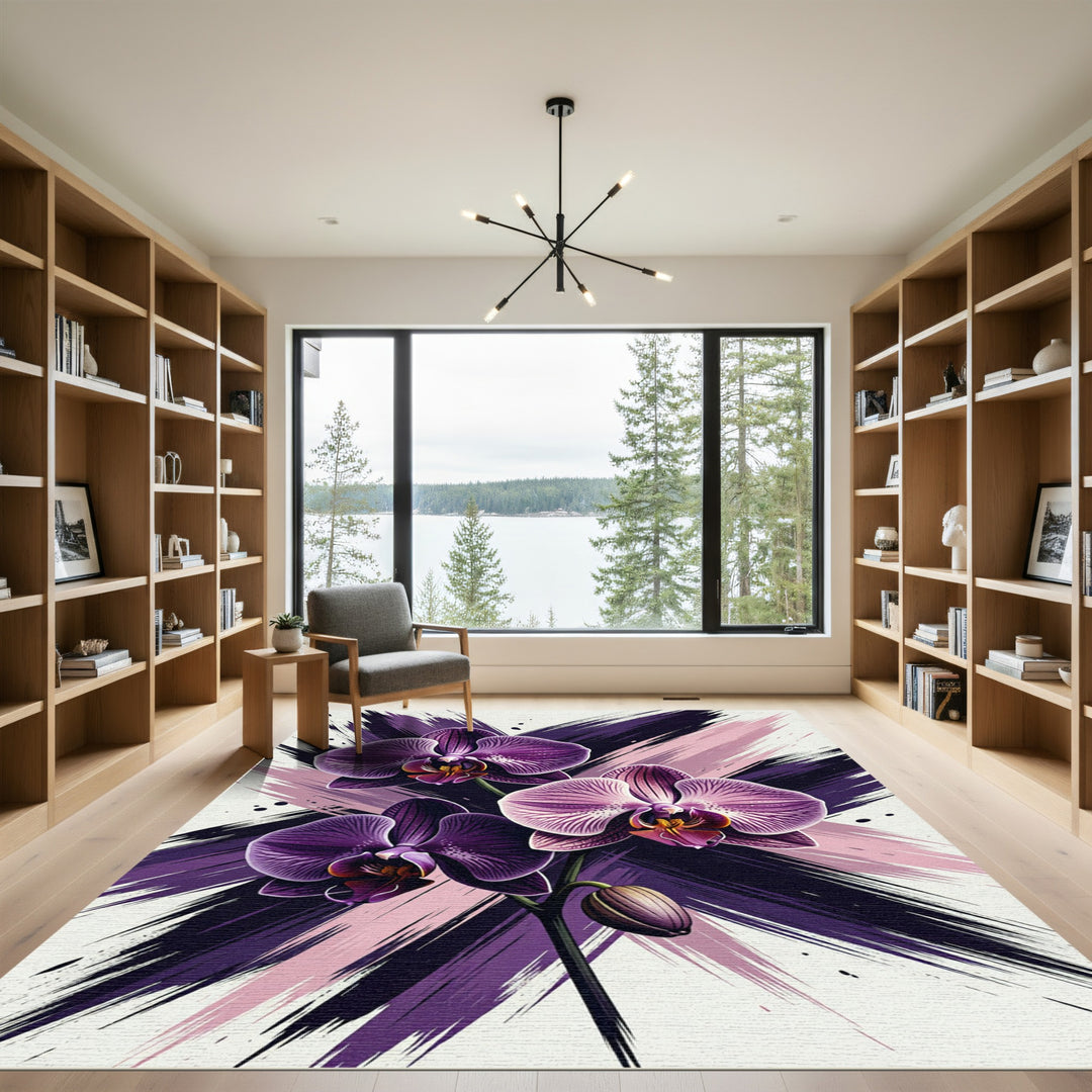 Purple Orchid Brushstroke Bloom Rug