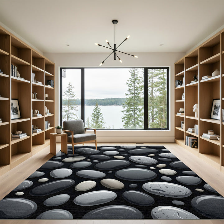 Smooth River Stone Monochrome Arrangement Rug