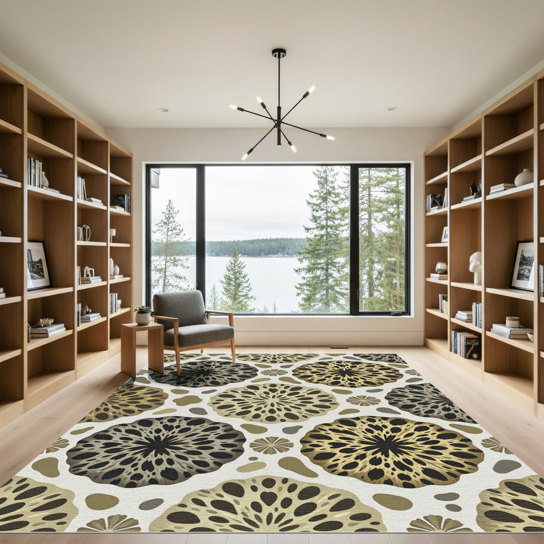 Organic Ochre Sunburst Round Rug