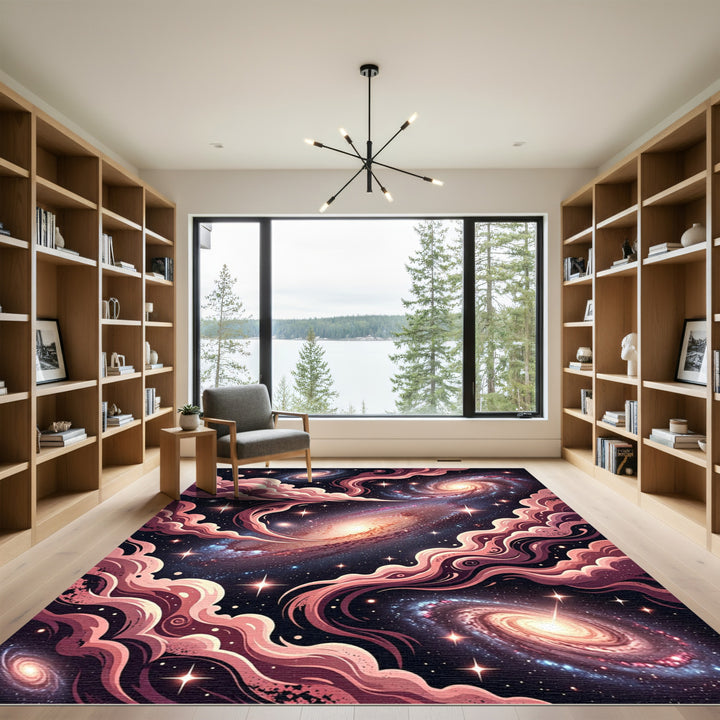 Cosmic Pink Swirl Galaxy Rug