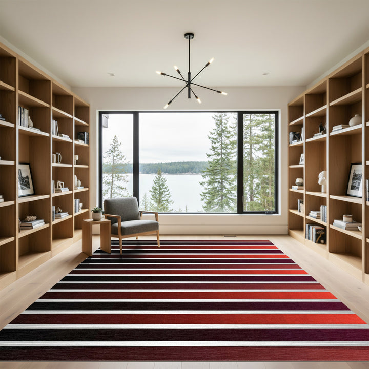 Crimson Red Gradient Stripe Rug