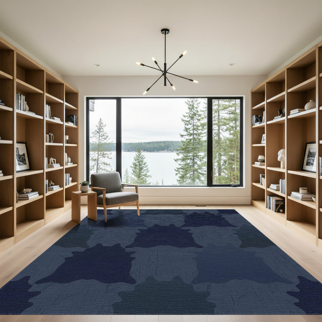 Deep Indigo Shaggy Hide Inlay Rug
