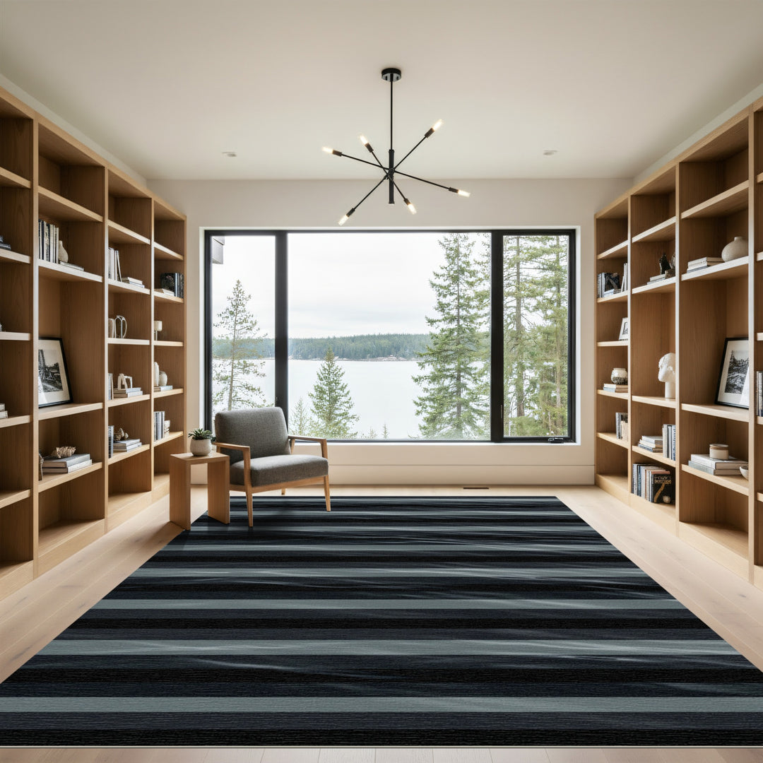 Abstract Dark Water Stripes Rug