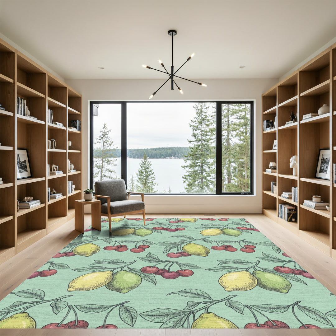 Vintage Lemon Cherry Branch Rug