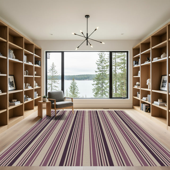 Subtle Plum And Taupe Stripes Rug